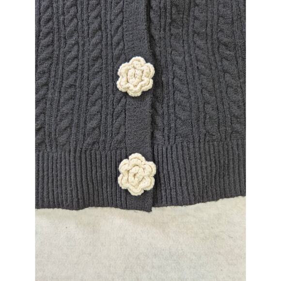 Cottagecore Cable Knit Feminine Cardigan Camilla crochet  sz XS #2181 - Picture 3 of 6